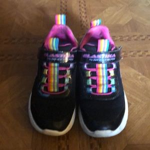 Girls Skechers memory foam sneaker.